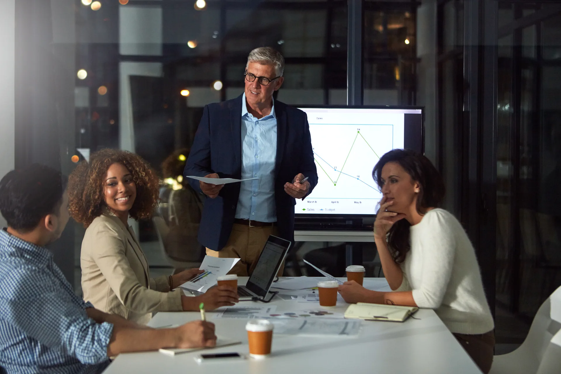 Marketing executive leading a growth strategy session